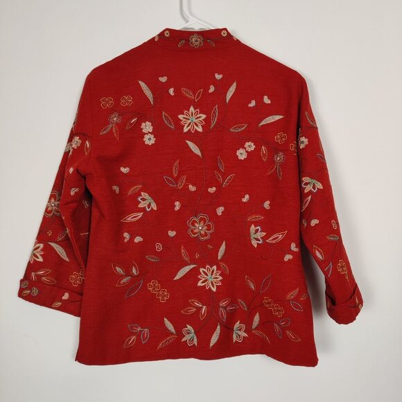 Silk Land Women's Embroidered 100% Silk Jacket Size Medium Bohemian Quiet Luxury - Picture 4 of 10